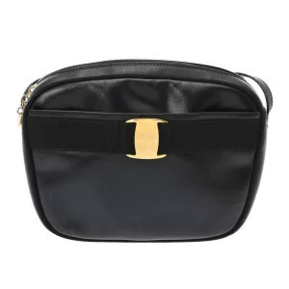 Salvatore Ferragamo Vara Bow Leather Crossbody Camera Bag Black